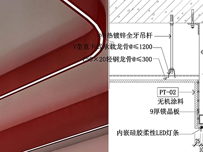 现代吊顶节点 吊顶灯条节点 施工图