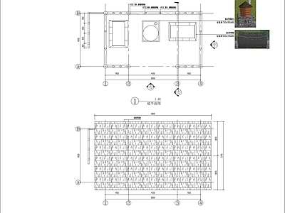 现代廊架 茅草亭详图 农场户外灶台 施工图