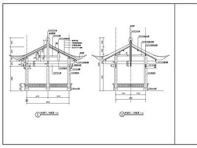 中式亭子 四角 施工图