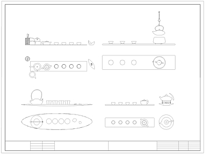 中式厨房设施 中式茶具茶壶 茶壶 茶具 施工图