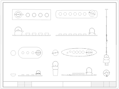 中式厨房设施 中式茶具茶壶 茶壶 茶具 施工图