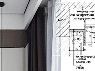 现代吊顶节点 盒节点 施工图