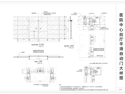 现代门节点 平滑自动大样图 钢化玻璃节点 玻璃节点 施工图