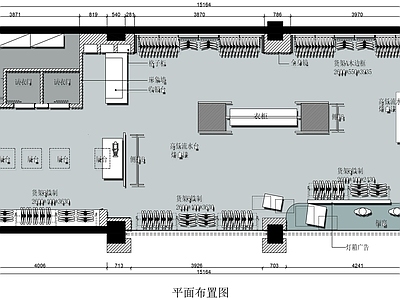 现代服装店 75㎡服装店平面 服装店设计平面图 施工图