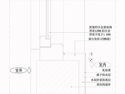 现代窗节点 户台节点大样 施工图