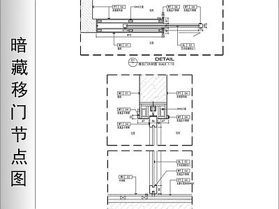 现代门节点 暗藏移节点图 施工图