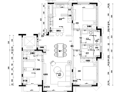 户型优化 两卫 室内家装 施工图