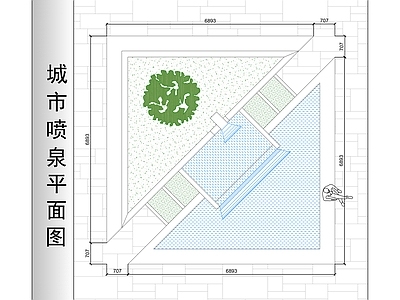 景观平面图 城市喷泉平面图 施工图