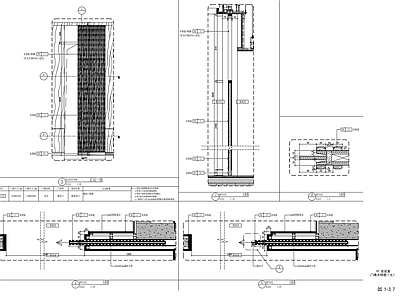 现代门节点 格栅推拉 施工图