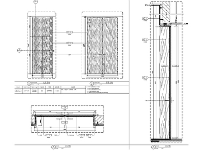 现代门节点 双开木 施工图