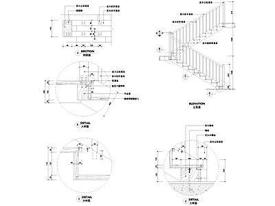 现代欧式楼梯节点 大样详图 施工图