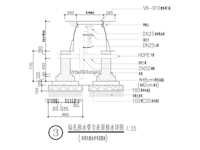 给排水节点详图 钻孔排水管 表面排水 施工图