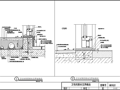 地面节点 地台 同层排水垫高做法 槛石节点 地台节点 施工图