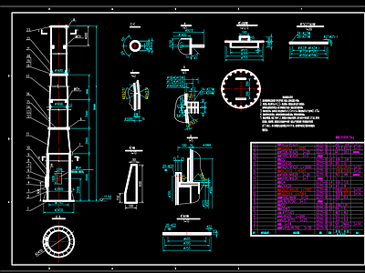 钢结构 烟囱节点图 烟囱装配图 烟囱大样图 施工图