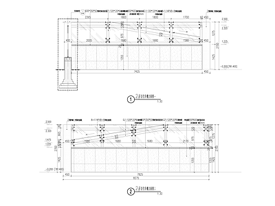 现代廊架 玻璃顶廊架 施工图