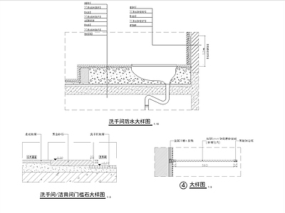 现代地面节点 蹲厕洗手台大样图 施工图