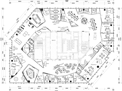 现代办公室 1000㎡办公室 平面图加效果图 影视公司办公室 施工图