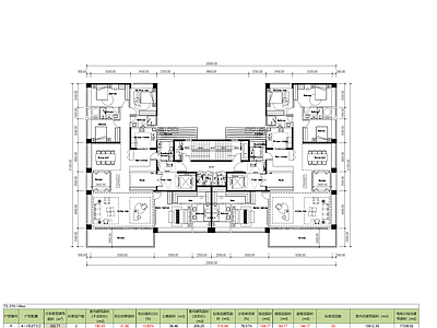 现代住宅楼建筑 T2户型平面 T4户型平面 施工图