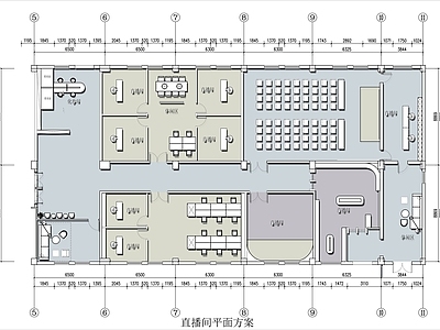 直播间 630平直播中心 直播间设计平面图 企业产品直播室 施工图