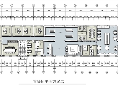 现代直播间 直播公司办公室 直播空间设计 施工图