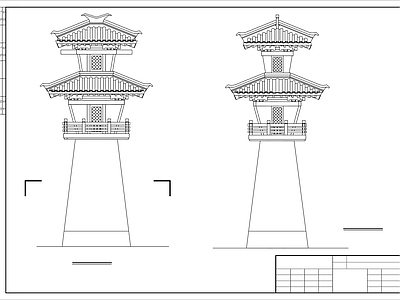 中式古建 古建汉阙设计图 施工图