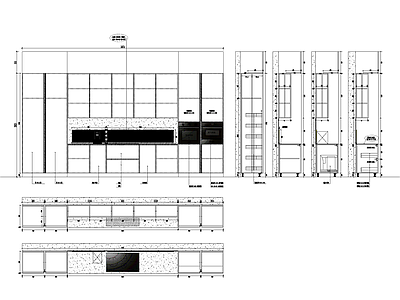 现代轻奢厨房设施 西厨 餐边柜结构 开放式 节点大样 施工图