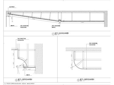 现代吊顶节点 家居顶面灯槽弧形 施工图