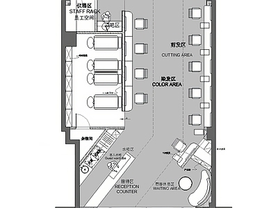 现代其他商业空间 美发店平面图 理发店平面图 施工图