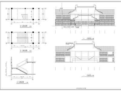 新中式中式古建 中式戏楼商铺 徽派建筑 施工图