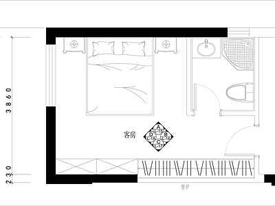 新中式卧室 立面图 施工图