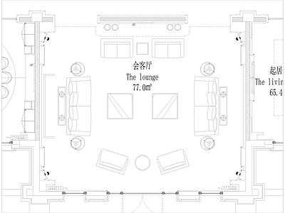 现代客厅 挑空 施工图