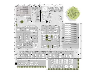 现代美容院 1000平美容院 现代美容院平面图 彩平图 美容院效果图 施工图