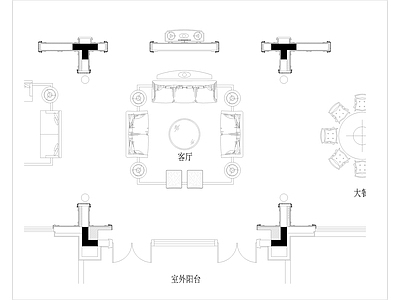 欧式客厅 挑空 施工图