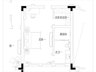 欧式卧室 别墅 施工图