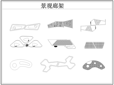 现代廊架 廊架架景观亭廊 廊架架 景观亭廊 连廊 施工图