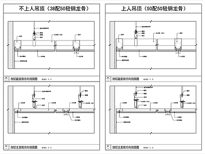 现代吊顶节点 轻钢龙骨 上人 平定 施工图