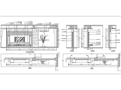 现代背景墙 电视 施工图