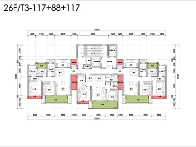 现代住宅楼建筑 高层T3住宅楼 T3高层住宅楼 T3小户型 施工图