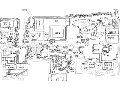 景观平面图 苏式园林平面图 施工图