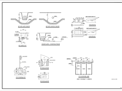 电气图 路灯及基础大样图 路灯手孔并大样图 穿线手孔井大样图 配电箱基础图 路灯电缆铺设大样 施工图