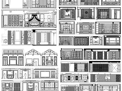 现代背景墙 电视 立面图设计 施工图