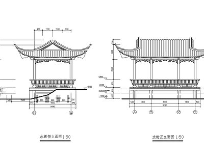 中式古建 古建 水榭 施工图