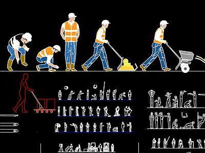 现代人物 工人 施工图