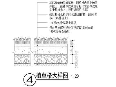 景观节点 植草砖 植草格 隐形消防 施工图