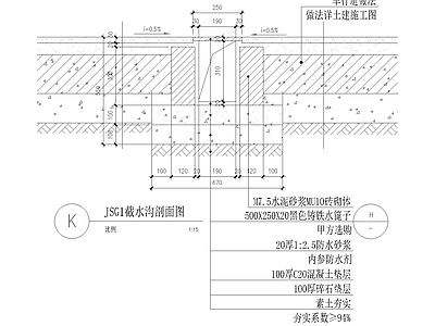 景观节点 排水沟 截水沟 水沟 铸铁井盖 施工图