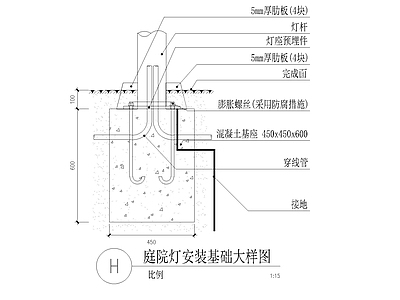 电气图 灯 灯安装大样 路灯基础 灯基础 景观灯基础 施工图