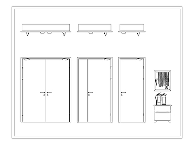 现代门 消防 安全 防火 消防器材 灭火器 施工图