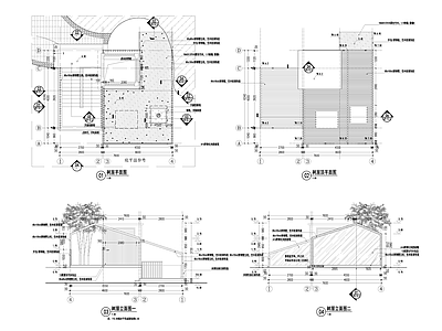 现代亭子 屋 施工图