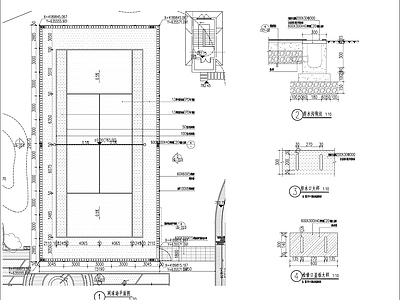 景观节点 标准网球场 网球场 施工图