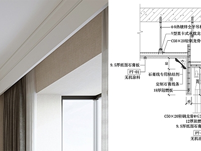 现代简约吊顶节点 天盒节点 轻钢龙骨 石膏板 家装节点 施工图